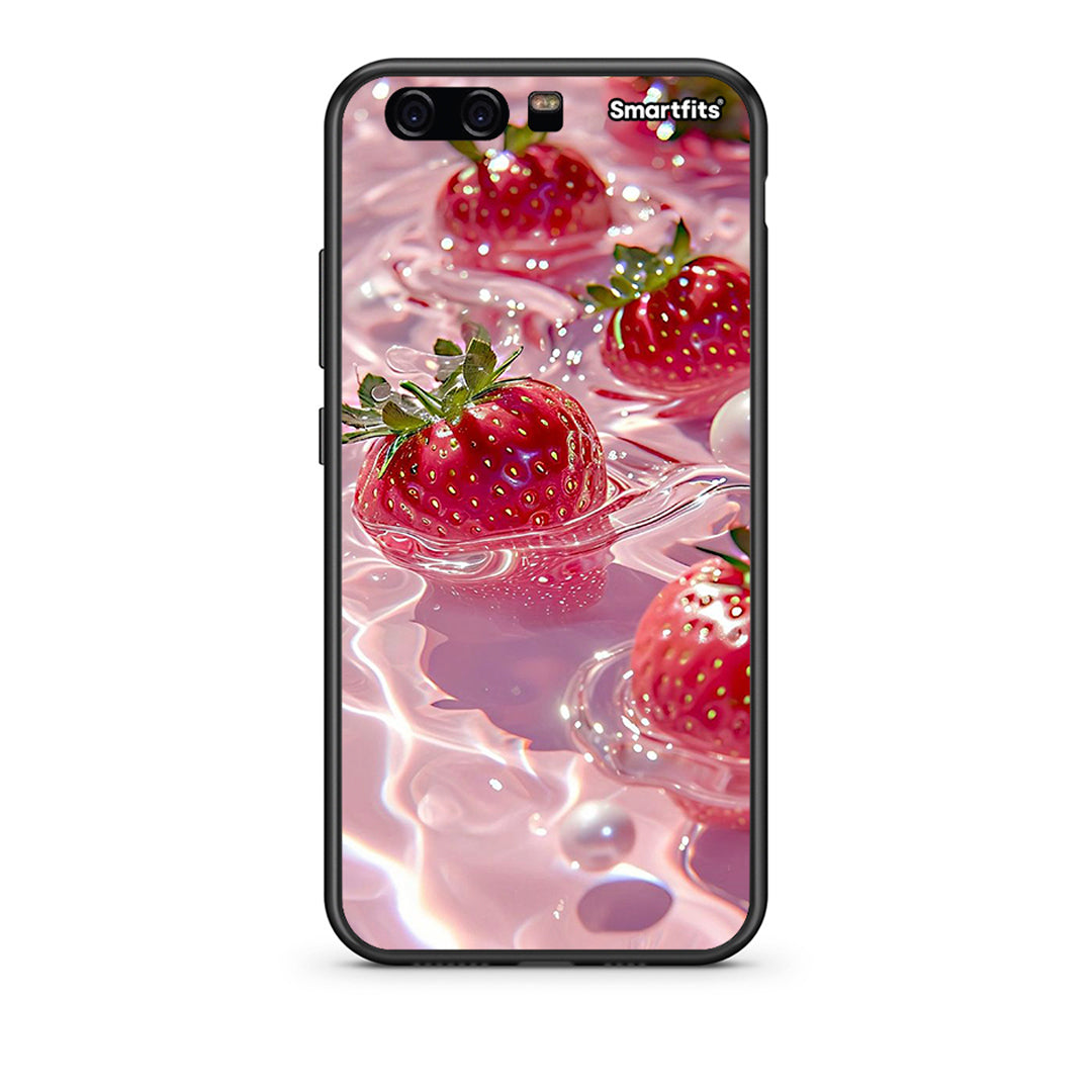 Huawei P10 Lite Juicy Strawberries θήκη από τη Smartfits με σχέδιο στο πίσω μέρος και μαύρο περίβλημα | Smartphone case with colorful back and black bezels by Smartfits