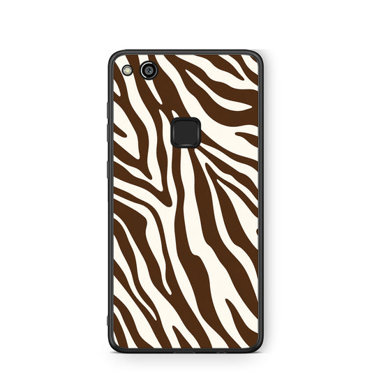 Θήκη Huawei P10 Lite Brown and Cream Zebra Stripes από τη Smartfits με σχέδιο στο πίσω μέρος και μαύρο περίβλημα | Huawei P10 Lite Brown and Cream Zebra Stripes case with colorful back and black bezels