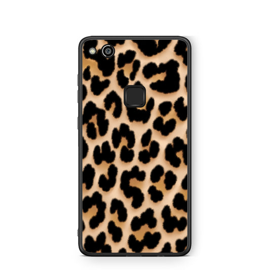 Θήκη Huawei P10 Lite Leopard Print Tan Large από τη Smartfits με σχέδιο στο πίσω μέρος και μαύρο περίβλημα | Huawei P10 Lite Leopard Print Tan Large case with colorful back and black bezels