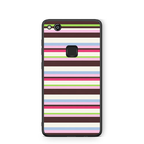 Θήκη Huawei P10 Lite Multicolour Horizontal Stripes από τη Smartfits με σχέδιο στο πίσω μέρος και μαύρο περίβλημα | Huawei P10 Lite Multicolour Horizontal Stripes case with colorful back and black bezels