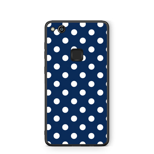 Θήκη Huawei P10 Lite White Large Polka Dots on Navy από τη Smartfits με σχέδιο στο πίσω μέρος και μαύρο περίβλημα | Huawei P10 Lite White Large Polka Dots on Navy case with colorful back and black bezels
