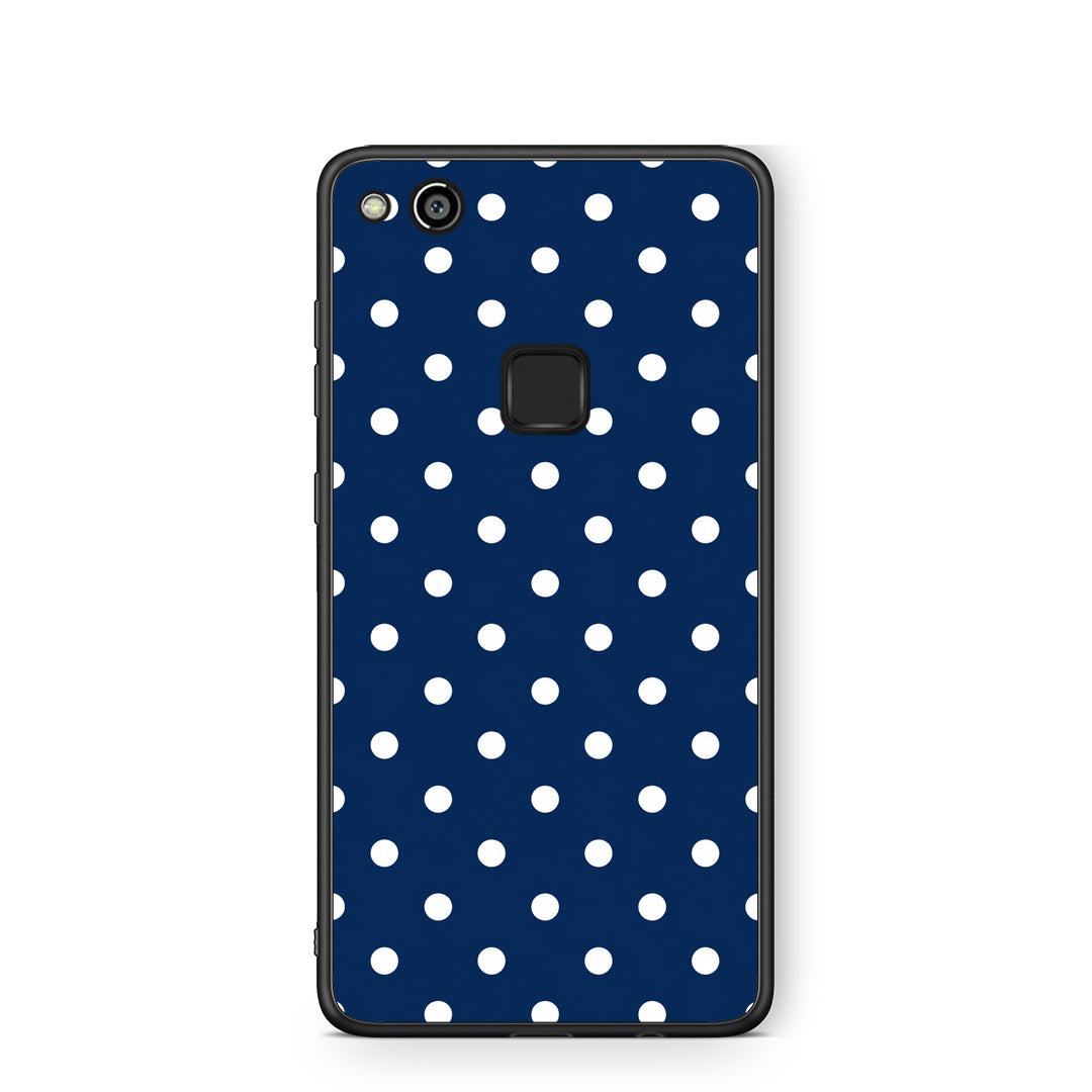 Θήκη Huawei P10 Lite White Small Polka Dots on Navy από τη Smartfits με σχέδιο στο πίσω μέρος και μαύρο περίβλημα | Huawei P10 Lite White Small Polka Dots on Navy case with colorful back and black bezels