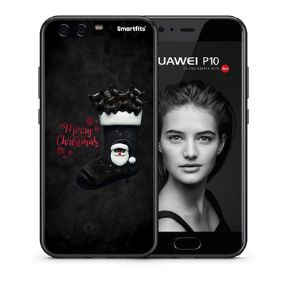 Θήκη Huawei P10 Merry Cat Christmas από τη Smartfits με σχέδιο στο πίσω μέρος και μαύρο περίβλημα | Huawei P10 Merry Cat Christmas case with colorful back and black bezels