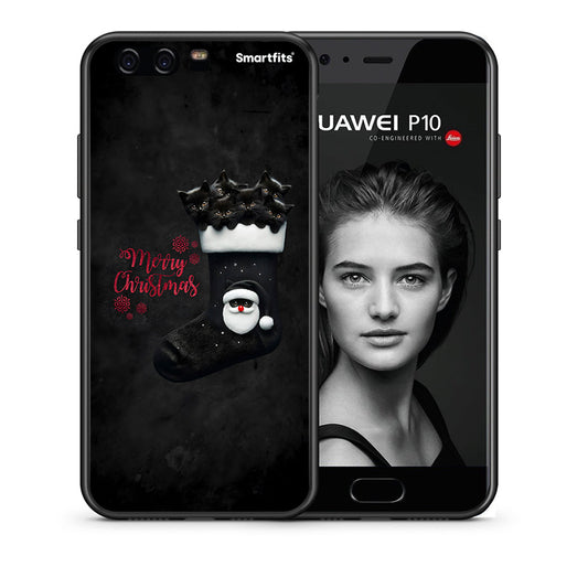 Θήκη Huawei P10 Lite Merry Cat Christmas από τη Smartfits με σχέδιο στο πίσω μέρος και μαύρο περίβλημα | Huawei P10 Lite Merry Cat Christmas case with colorful back and black bezels