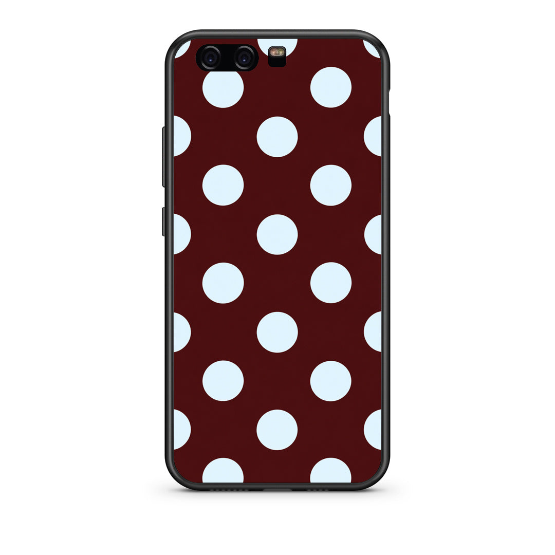 Θήκη Huawei P10 Pale Blue Large Polka Dots on Burgundy από τη Smartfits με σχέδιο στο πίσω μέρος και μαύρο περίβλημα | Huawei P10 Pale Blue Large Polka Dots on Burgundy case with colorful back and black bezels