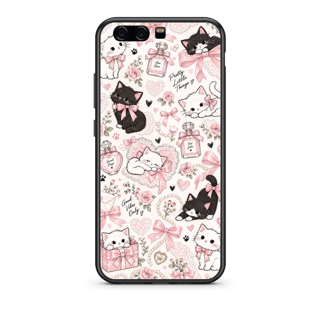 Θήκη Huawei P10 Pink Bows and Kittens Collage από τη Smartfits με σχέδιο στο πίσω μέρος και μαύρο περίβλημα | Huawei P10 Pink Bows and Kittens Collage case with colorful back and black bezels