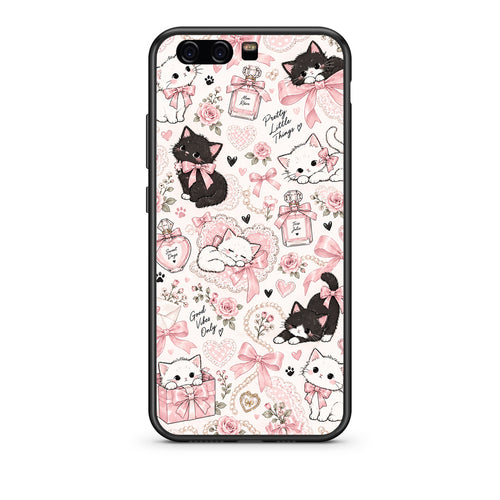 Θήκη Huawei P10 Pink Bows and Kittens Collage από τη Smartfits με σχέδιο στο πίσω μέρος και μαύρο περίβλημα | Huawei P10 Pink Bows and Kittens Collage case with colorful back and black bezels