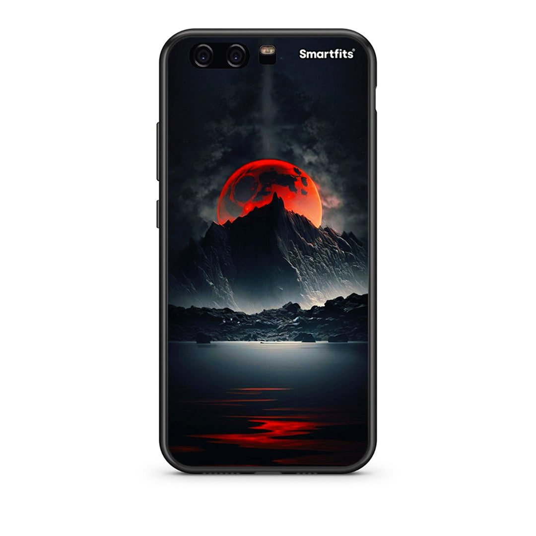 huawei p10 Red Full Moon θήκη από τη Smartfits με σχέδιο στο πίσω μέρος και μαύρο περίβλημα | Smartphone case with colorful back and black bezels by Smartfits