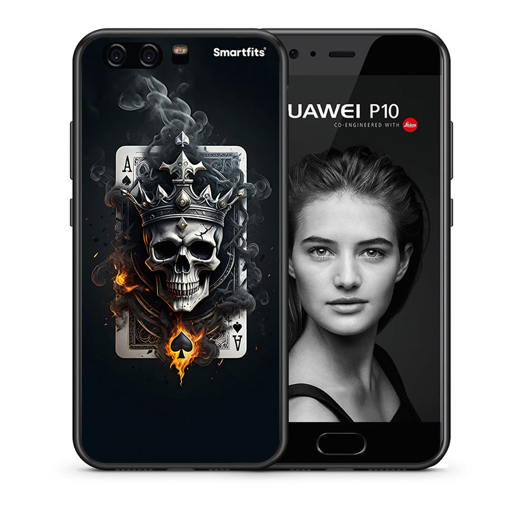 Θήκη Huawei P10 Lite Skull King Ace από τη Smartfits με σχέδιο στο πίσω μέρος και μαύρο περίβλημα | Huawei P10 Lite Skull King Ace case with colorful back and black bezels
