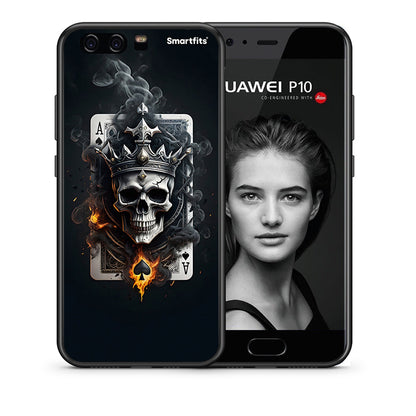 Θήκη Huawei P10 Skull King Ace από τη Smartfits με σχέδιο στο πίσω μέρος και μαύρο περίβλημα | Huawei P10 Skull King Ace case with colorful back and black bezels