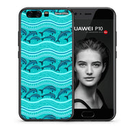 Thumbnail for Θήκη Huawei P10 Swimming Dolphins από τη Smartfits με σχέδιο στο πίσω μέρος και μαύρο περίβλημα | Huawei P10 Swimming Dolphins case with colorful back and black bezels