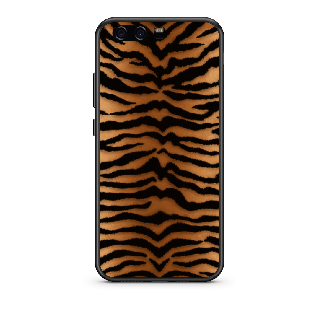Θήκη Huawei P10 Tiger Print Orange and Black από τη Smartfits με σχέδιο στο πίσω μέρος και μαύρο περίβλημα | Huawei P10 Tiger Print Orange and Black case with colorful back and black bezels