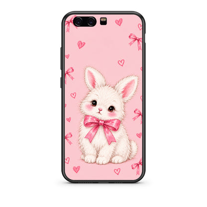 Θήκη Huawei P10 White Bunny and Pink Bows από τη Smartfits με σχέδιο στο πίσω μέρος και μαύρο περίβλημα | Huawei P10 White Bunny and Pink Bows case with colorful back and black bezels