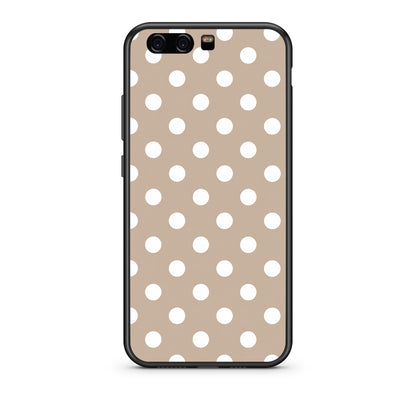 Θήκη Huawei P10 White Polka Dots on Taupe από τη Smartfits με σχέδιο στο πίσω μέρος και μαύρο περίβλημα | Huawei P10 White Polka Dots on Taupe case with colorful back and black bezels