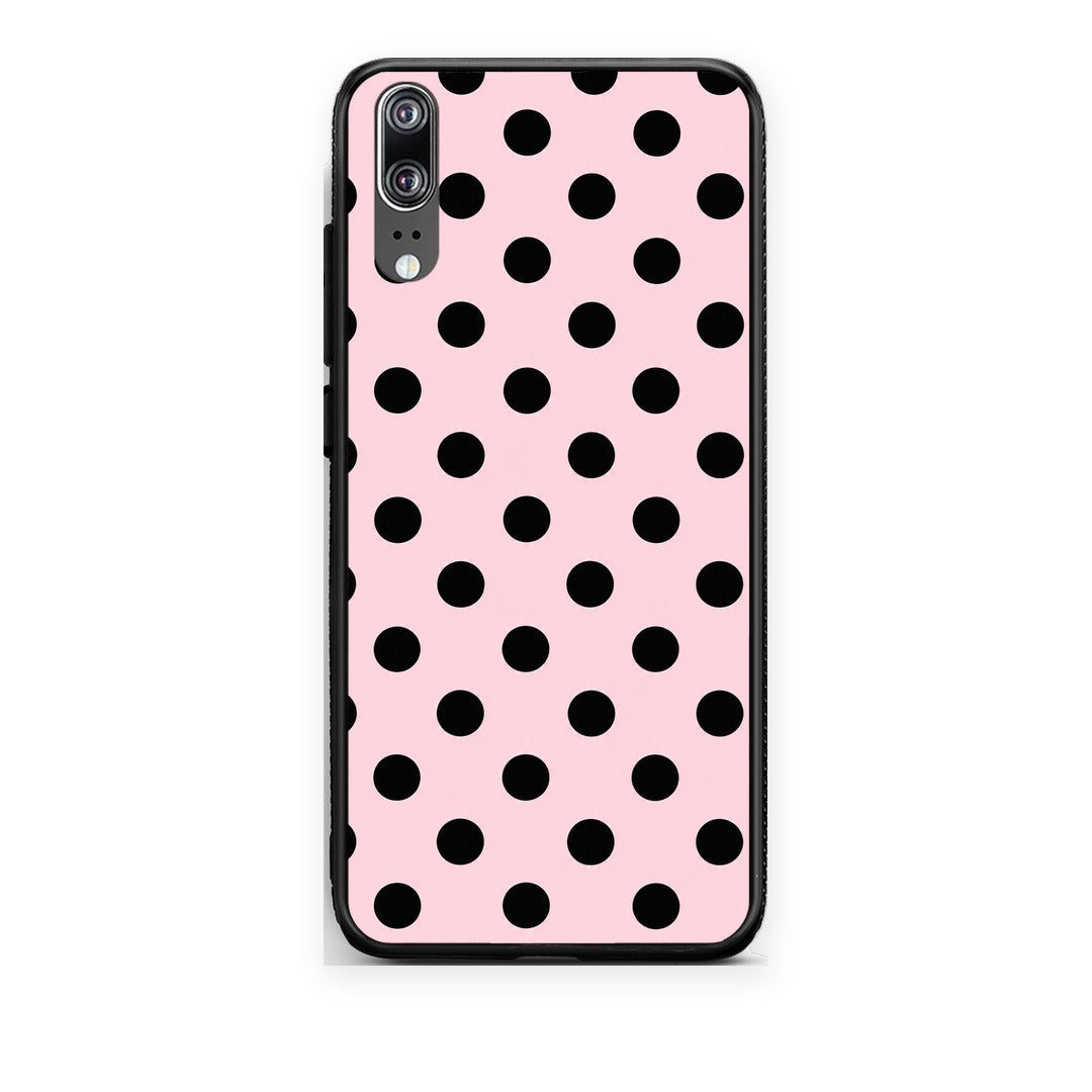 Θήκη Huawei P20 Black Polka Dots on Pink από τη Smartfits με σχέδιο στο πίσω μέρος και μαύρο περίβλημα | Huawei P20 Black Polka Dots on Pink case with colorful back and black bezels