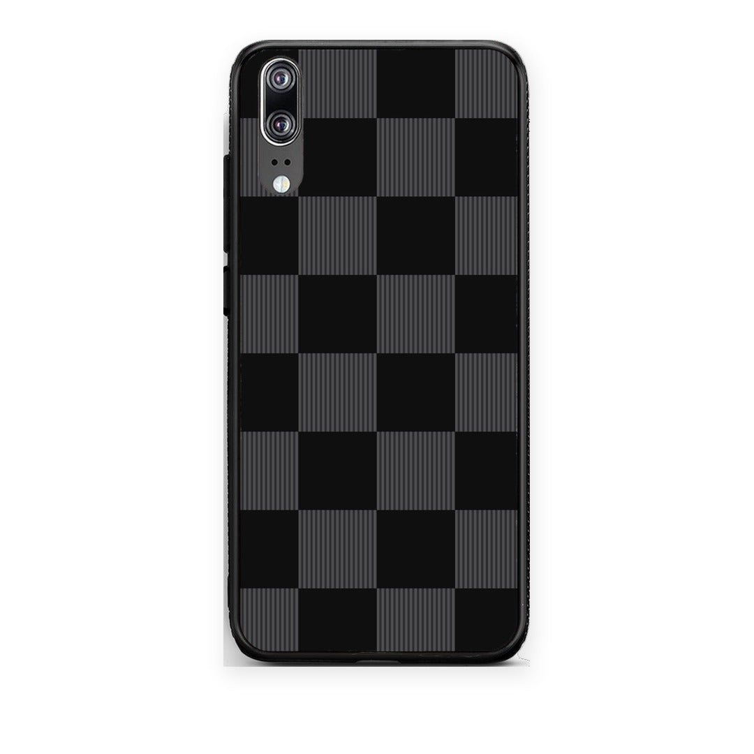 Θήκη Huawei P20 Black and Charcoal Striped Checks από τη Smartfits με σχέδιο στο πίσω μέρος και μαύρο περίβλημα | Huawei P20 Black and Charcoal Striped Checks case with colorful back and black bezels