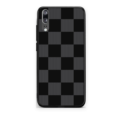 Θήκη Huawei P20 Black and Charcoal Striped Checks από τη Smartfits με σχέδιο στο πίσω μέρος και μαύρο περίβλημα | Huawei P20 Black and Charcoal Striped Checks case with colorful back and black bezels