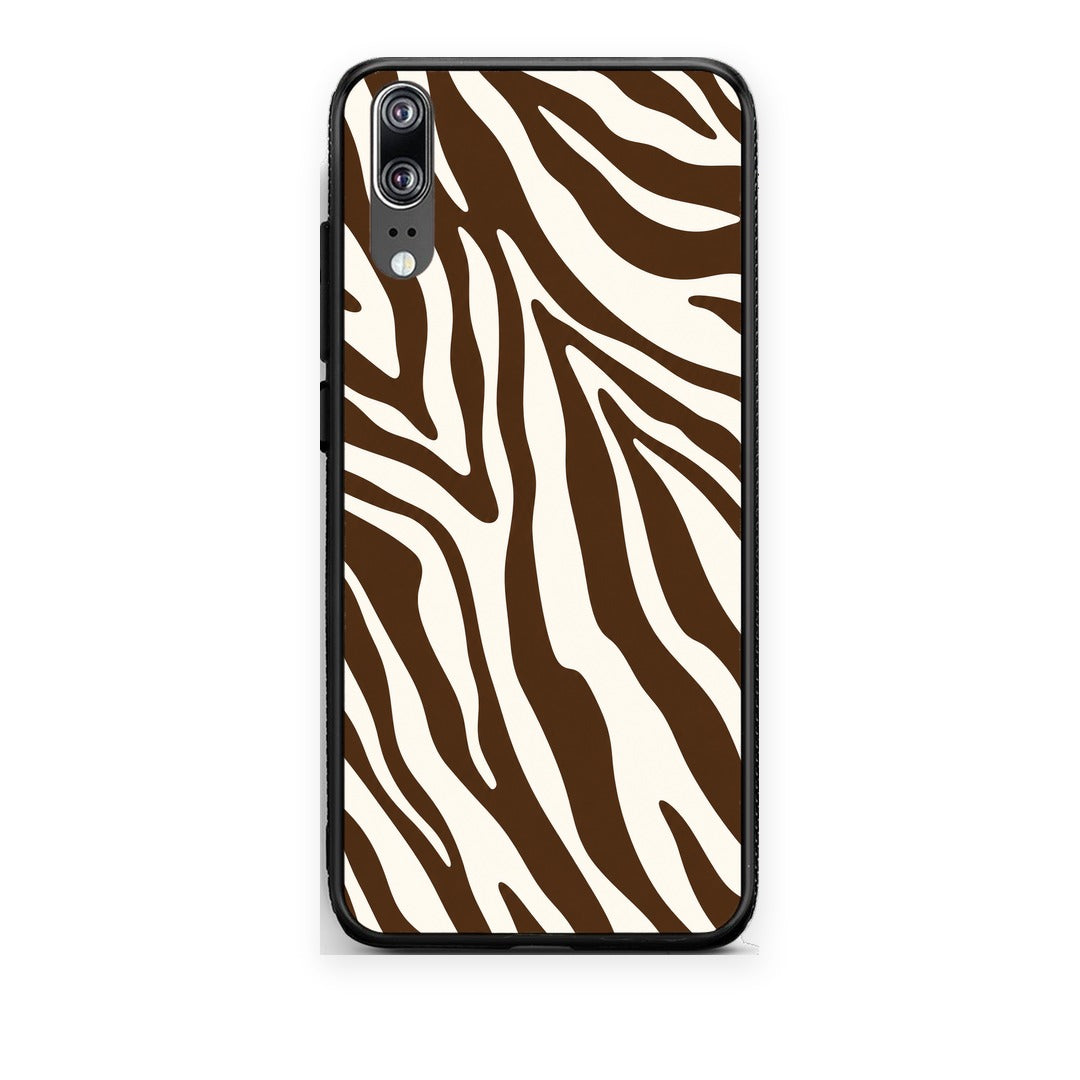 Θήκη Huawei P20 Brown and Cream Zebra Stripes από τη Smartfits με σχέδιο στο πίσω μέρος και μαύρο περίβλημα | Huawei P20 Brown and Cream Zebra Stripes case with colorful back and black bezels