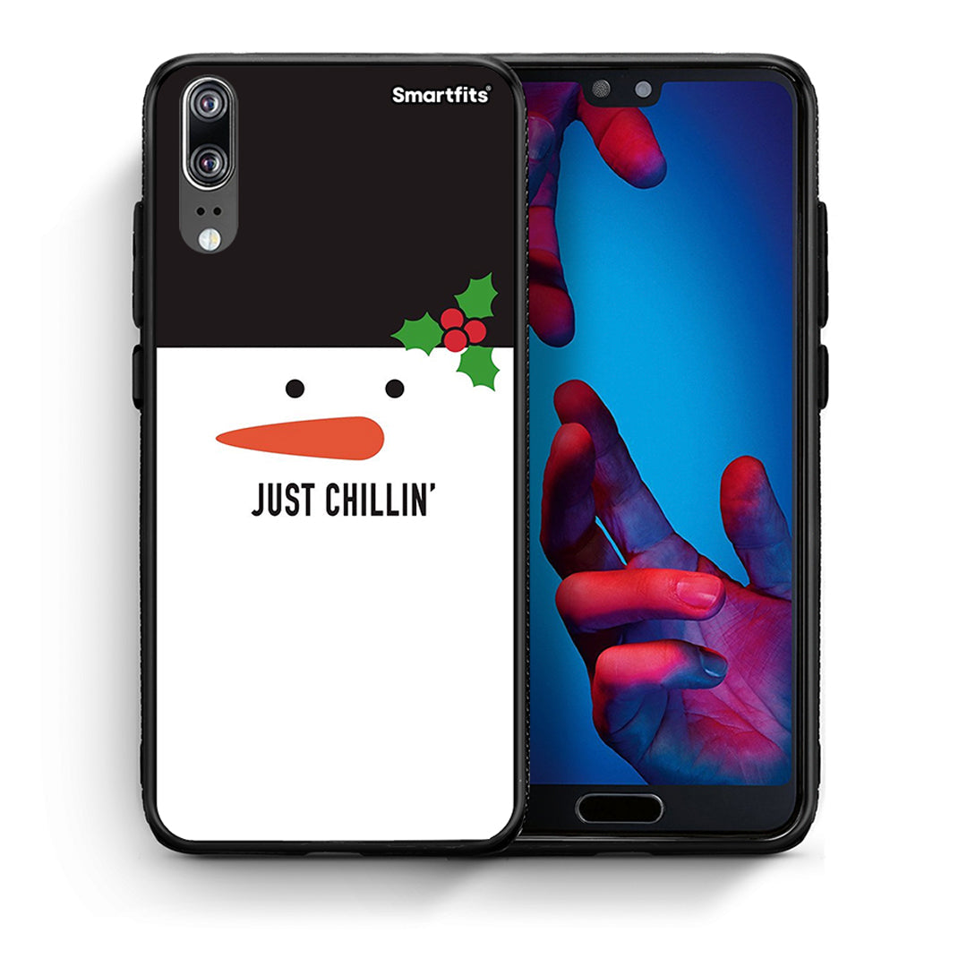 Θήκη Huawei P20 Christmas Chillin από τη Smartfits με σχέδιο στο πίσω μέρος και μαύρο περίβλημα | Huawei P20 Christmas Chillin case with colorful back and black bezels