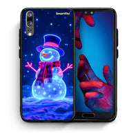 Thumbnail for Θήκη Huawei P20 Christmas Neon Snowman από τη Smartfits με σχέδιο στο πίσω μέρος και μαύρο περίβλημα | Huawei P20 Christmas Neon Snowman case with colorful back and black bezels