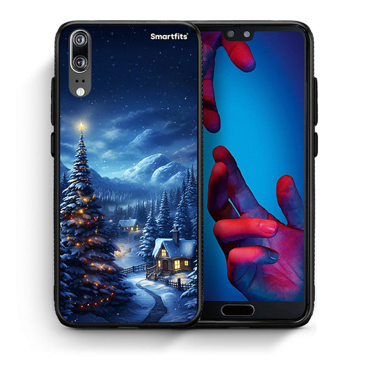 Θήκη Huawei P20 Christmas Scenery από τη Smartfits με σχέδιο στο πίσω μέρος και μαύρο περίβλημα | Huawei P20 Christmas Scenery case with colorful back and black bezels