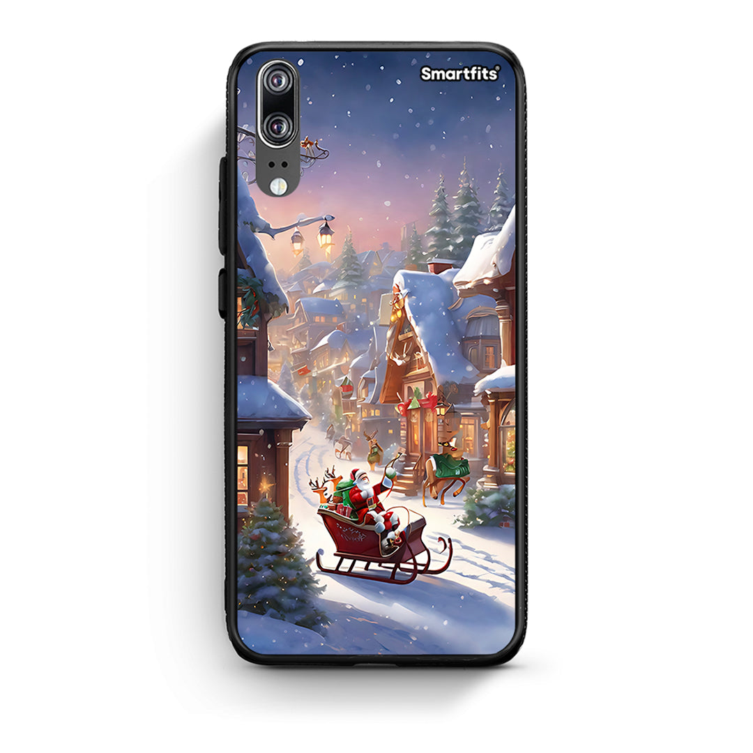 Huawei P20 Christmas Snow θήκη από τη Smartfits με σχέδιο στο πίσω μέρος και μαύρο περίβλημα | Smartphone case with colorful back and black bezels by Smartfits