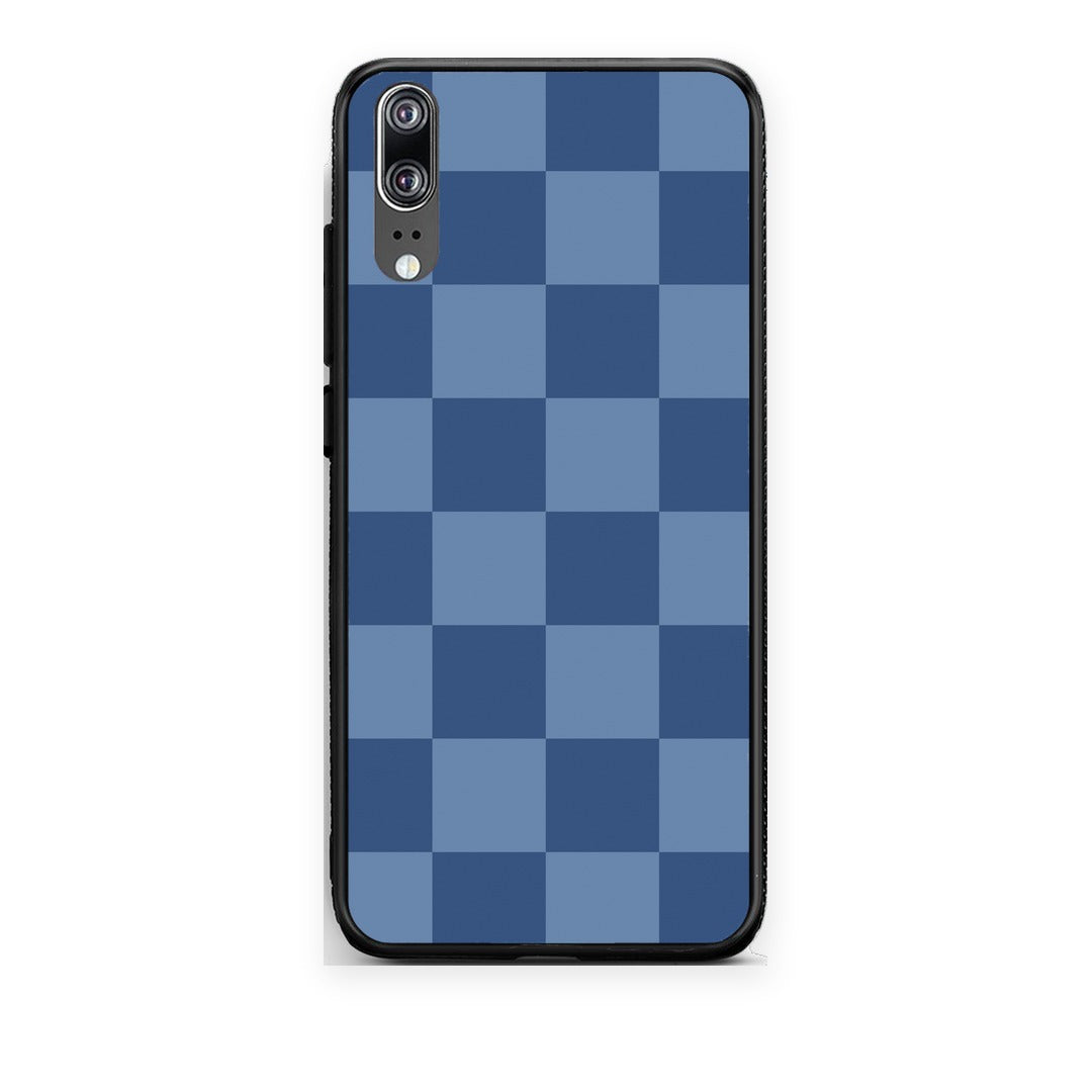 Θήκη Huawei P20 Denim Blue Checkerboard από τη Smartfits με σχέδιο στο πίσω μέρος και μαύρο περίβλημα | Huawei P20 Denim Blue Checkerboard case with colorful back and black bezels