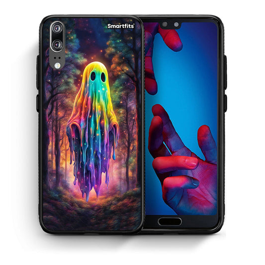 Θήκη Huawei P20 Halloween Ghost από τη Smartfits με σχέδιο στο πίσω μέρος και μαύρο περίβλημα | Huawei P20 Halloween Ghost case with colorful back and black bezels