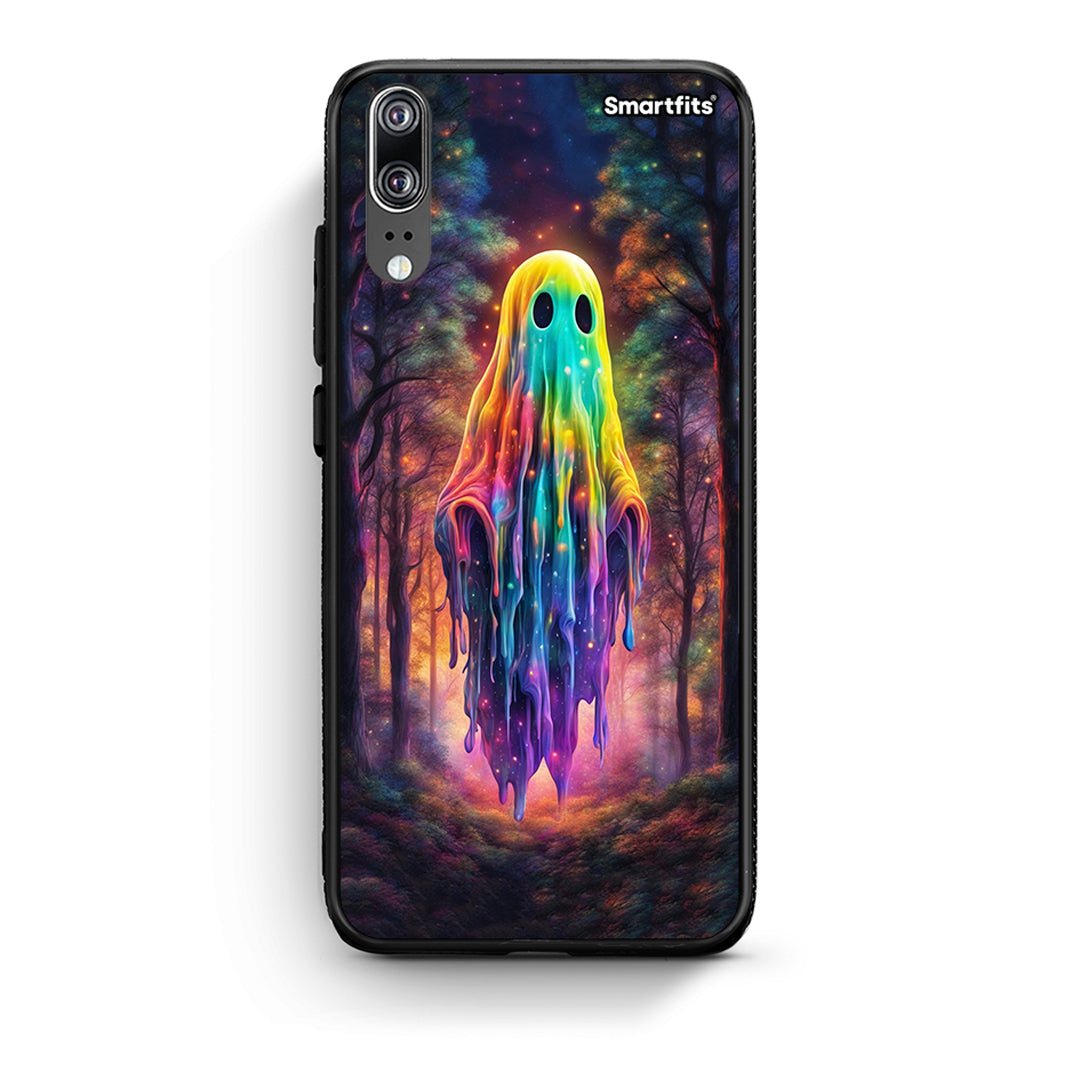 Huawei P20 Halloween Ghost θήκη από τη Smartfits με σχέδιο στο πίσω μέρος και μαύρο περίβλημα | Smartphone case with colorful back and black bezels by Smartfits