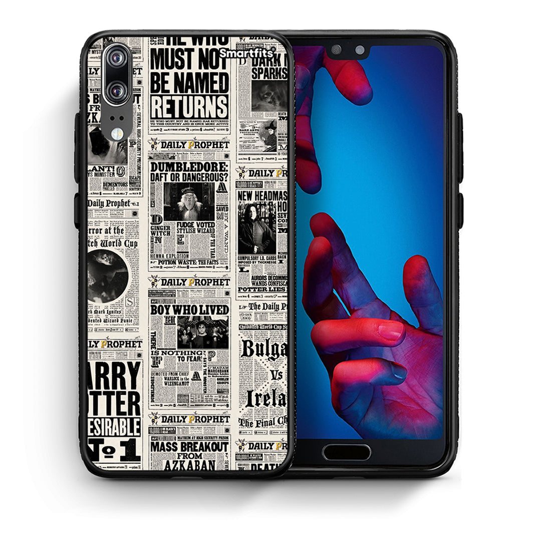 Θήκη Huawei P20 Harry Paper από τη Smartfits με σχέδιο στο πίσω μέρος και μαύρο περίβλημα | Huawei P20 Harry Paper case with colorful back and black bezels