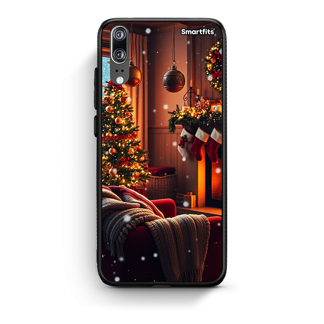 Huawei P20 Home For Christmas θήκη από τη Smartfits με σχέδιο στο πίσω μέρος και μαύρο περίβλημα | Smartphone case with colorful back and black bezels by Smartfits