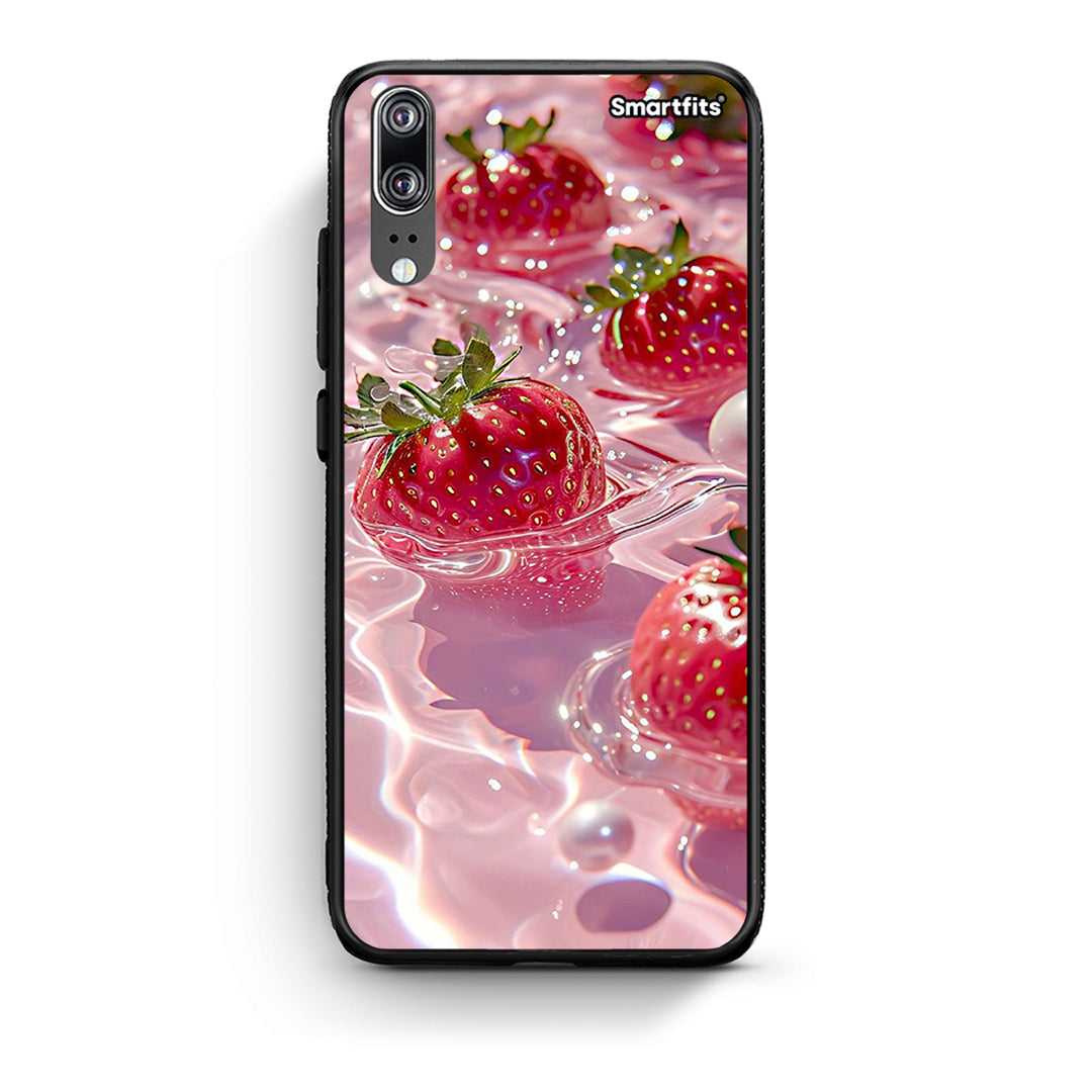 Huawei P20 Juicy Strawberries θήκη από τη Smartfits με σχέδιο στο πίσω μέρος και μαύρο περίβλημα | Smartphone case with colorful back and black bezels by Smartfits