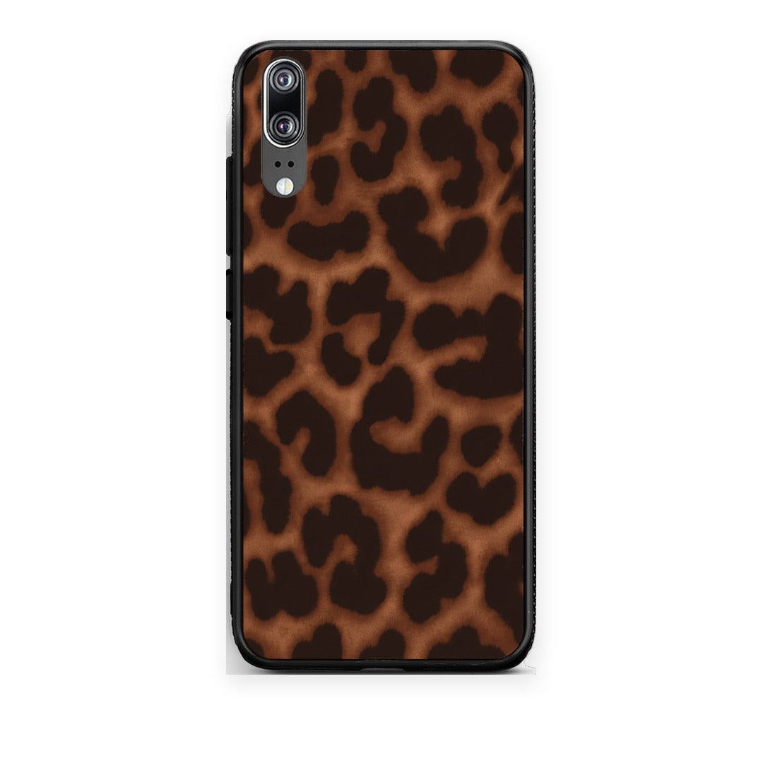Θήκη Huawei P20 Leopard Print Dark Brown από τη Smartfits με σχέδιο στο πίσω μέρος και μαύρο περίβλημα | Huawei P20 Leopard Print Dark Brown case with colorful back and black bezels