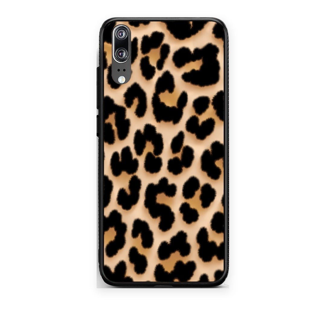 Θήκη Huawei P20 Leopard Print Tan Large από τη Smartfits με σχέδιο στο πίσω μέρος και μαύρο περίβλημα | Huawei P20 Leopard Print Tan Large case with colorful back and black bezels