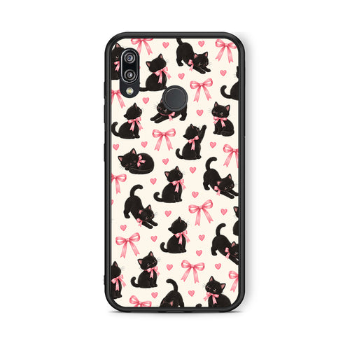 Θήκη Huawei P20 Lite Black Kittens and Pink Bows on Cream Small από τη Smartfits με σχέδιο στο πίσω μέρος και μαύρο περίβλημα | Huawei P20 Lite Black Kittens and Pink Bows on Cream Small case with colorful back and black bezels