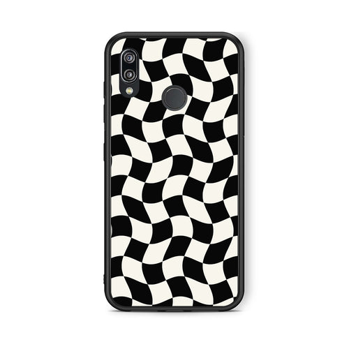 Θήκη Huawei P20 Lite Black and Cream Wavy Checkerboard από τη Smartfits με σχέδιο στο πίσω μέρος και μαύρο περίβλημα | Huawei P20 Lite Black and Cream Wavy Checkerboard case with colorful back and black bezels