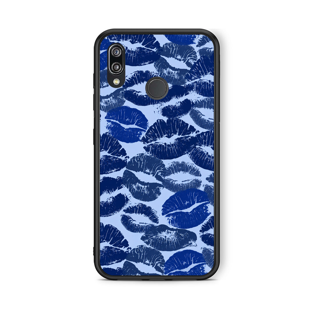 Θήκη Huawei P20 Lite Blue Lipstick Kisses από τη Smartfits με σχέδιο στο πίσω μέρος και μαύρο περίβλημα | Huawei P20 Lite Blue Lipstick Kisses case with colorful back and black bezels