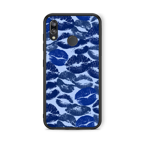 Θήκη Huawei P20 Lite Blue Lipstick Kisses από τη Smartfits με σχέδιο στο πίσω μέρος και μαύρο περίβλημα | Huawei P20 Lite Blue Lipstick Kisses case with colorful back and black bezels