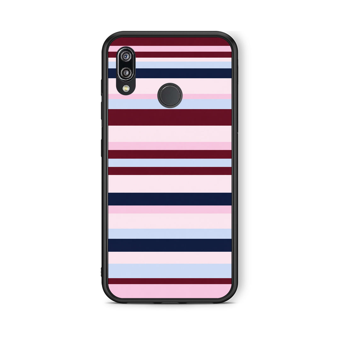 Θήκη Huawei P20 Lite Burgundy Pink and Blue Horizontal Stripes από τη Smartfits με σχέδιο στο πίσω μέρος και μαύρο περίβλημα | Huawei P20 Lite Burgundy Pink and Blue Horizontal Stripes case with colorful back and black bezels