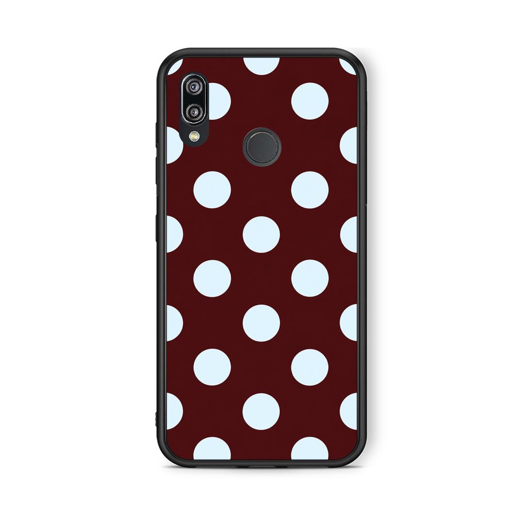 Θήκη Huawei P20 Lite Pale Blue Large Polka Dots on Burgundy από τη Smartfits με σχέδιο στο πίσω μέρος και μαύρο περίβλημα | Huawei P20 Lite Pale Blue Large Polka Dots on Burgundy case with colorful back and black bezels