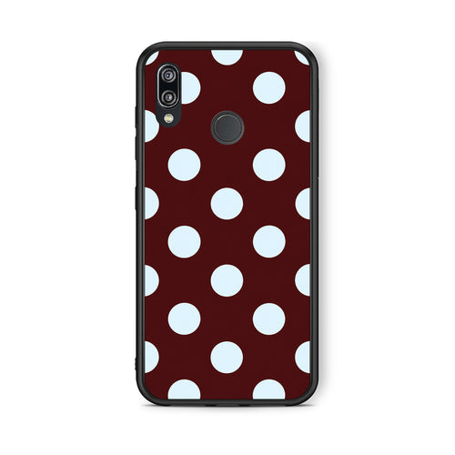 Θήκη Huawei P20 Lite Pale Blue Large Polka Dots on Burgundy από τη Smartfits με σχέδιο στο πίσω μέρος και μαύρο περίβλημα | Huawei P20 Lite Pale Blue Large Polka Dots on Burgundy case with colorful back and black bezels