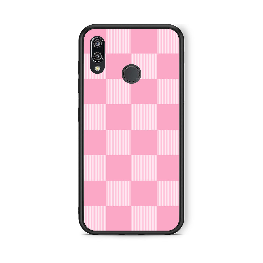 Θήκη Huawei P20 Lite Pink and White Striped Checks από τη Smartfits με σχέδιο στο πίσω μέρος και μαύρο περίβλημα | Huawei P20 Lite Pink and White Striped Checks case with colorful back and black bezels