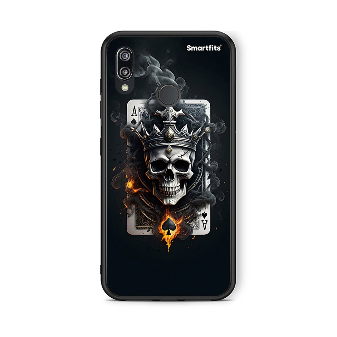 Huawei P20 Lite Skull King Ace θήκη από τη Smartfits με σχέδιο στο πίσω μέρος και μαύρο περίβλημα | Smartphone case with colorful back and black bezels by Smartfits