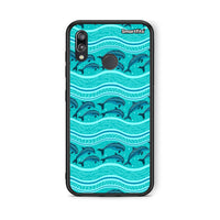 Thumbnail for Huawei P20 Lite Swimming Dolphins θήκη από τη Smartfits με σχέδιο στο πίσω μέρος και μαύρο περίβλημα | Smartphone case with colorful back and black bezels by Smartfits