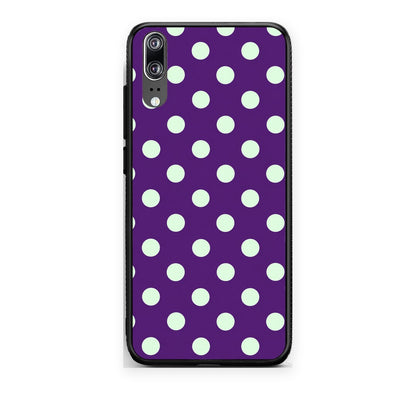 Θήκη Huawei P20 Mint Polka Dots on Purple από τη Smartfits με σχέδιο στο πίσω μέρος και μαύρο περίβλημα | Huawei P20 Mint Polka Dots on Purple case with colorful back and black bezels