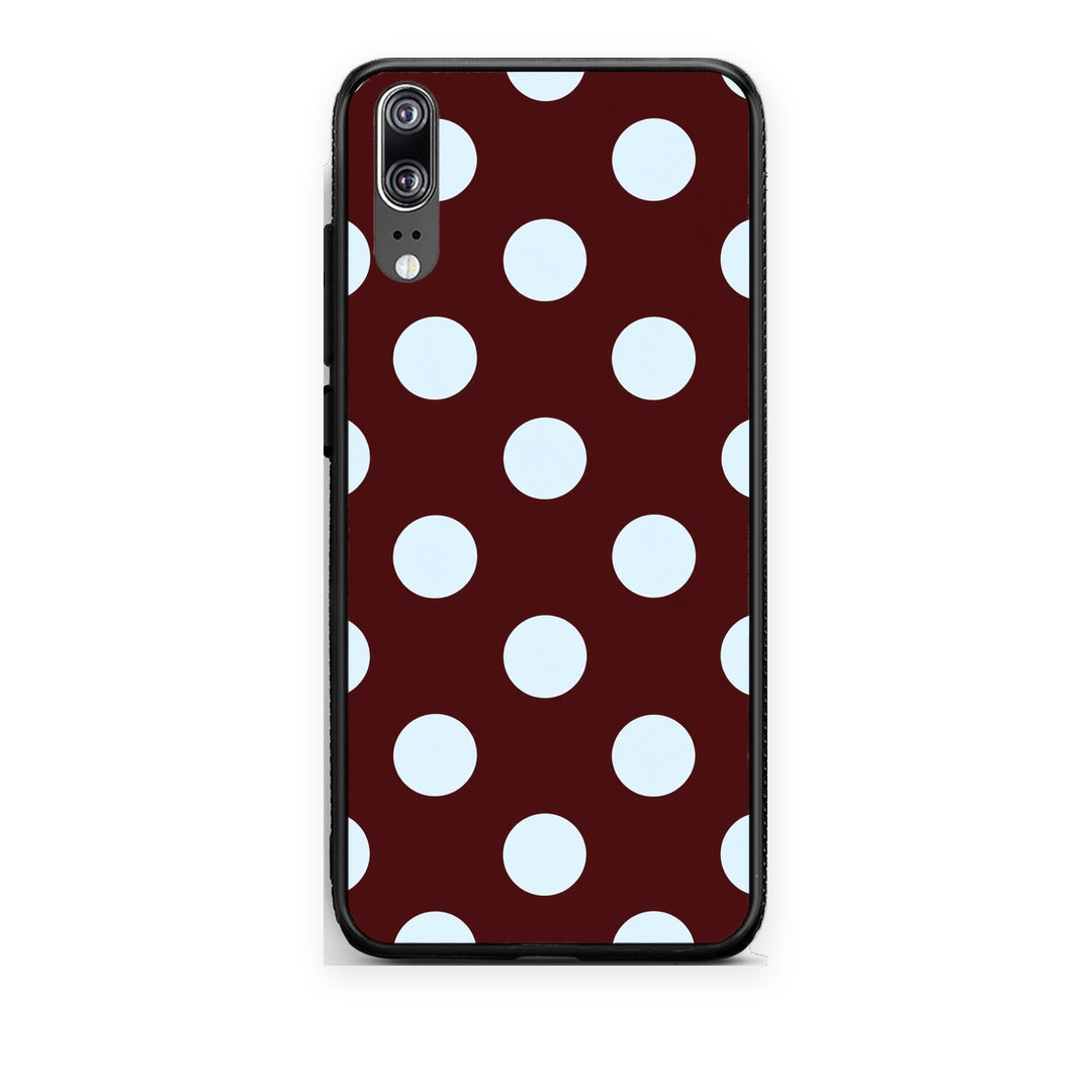 Θήκη Huawei P20 Pale Blue Large Polka Dots on Burgundy από τη Smartfits με σχέδιο στο πίσω μέρος και μαύρο περίβλημα | Huawei P20 Pale Blue Large Polka Dots on Burgundy case with colorful back and black bezels