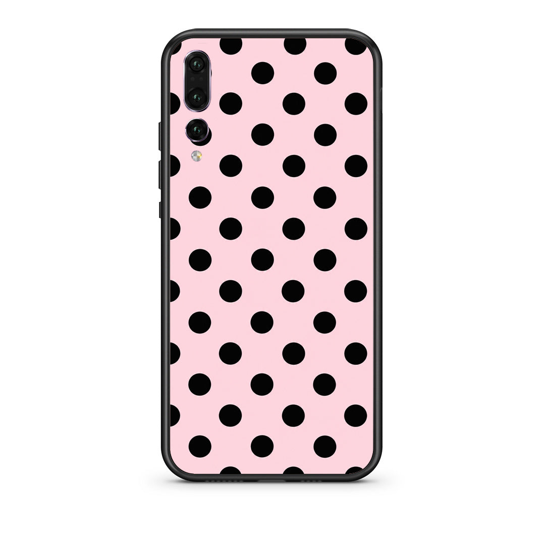 Θήκη Huawei P20 Pro Black Polka Dots on Pink από τη Smartfits με σχέδιο στο πίσω μέρος και μαύρο περίβλημα | Huawei P20 Pro Black Polka Dots on Pink case with colorful back and black bezels