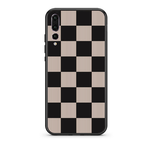 Θήκη Huawei P20 Pro Black and Taupe Striped Checks από τη Smartfits με σχέδιο στο πίσω μέρος και μαύρο περίβλημα | Huawei P20 Pro Black and Taupe Striped Checks case with colorful back and black bezels