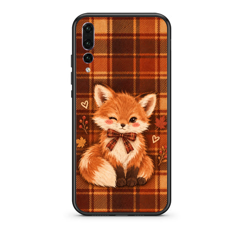Θήκη Huawei P20 Pro Fox on Autumn Tartan από τη Smartfits με σχέδιο στο πίσω μέρος και μαύρο περίβλημα | Huawei P20 Pro Fox on Autumn Tartan case with colorful back and black bezels