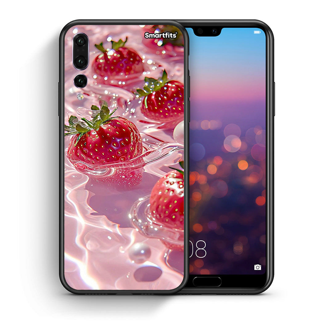 Θήκη Huawei P20 Pro Juicy Strawberries από τη Smartfits με σχέδιο στο πίσω μέρος και μαύρο περίβλημα | Huawei P20 Pro Juicy Strawberries case with colorful back and black bezels